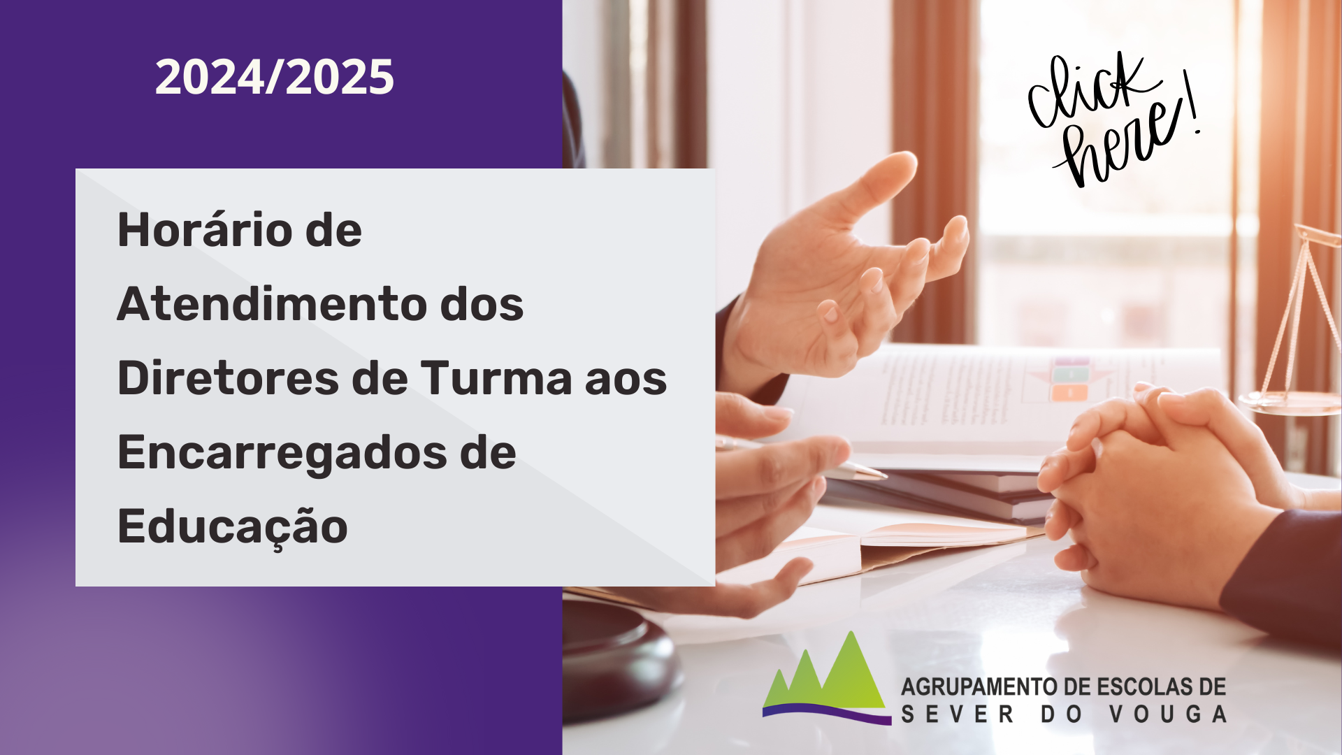 ⏰ Horário Atendimento Pais e EE - 2.º/3.º CEB e Secundário