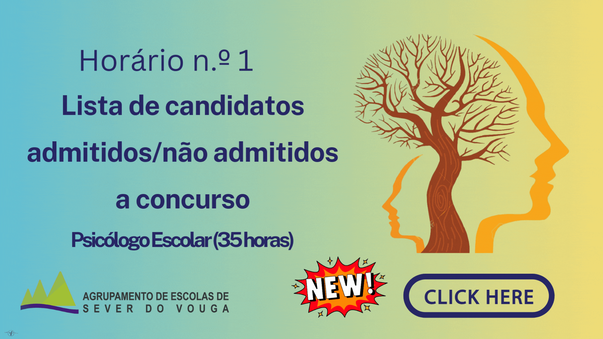 📢 Horário 1: Lista de candidatos admitidos/não admitidos a concurso (Psicólogo Escolar)