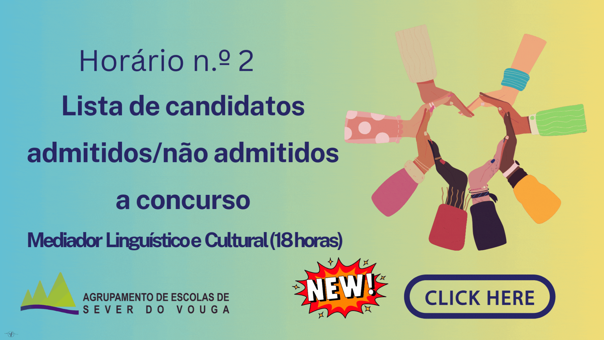 📢 Horário 2: Lista de candidatos admitidos/não admitidos a concurso para Mediador linguístico e cultural